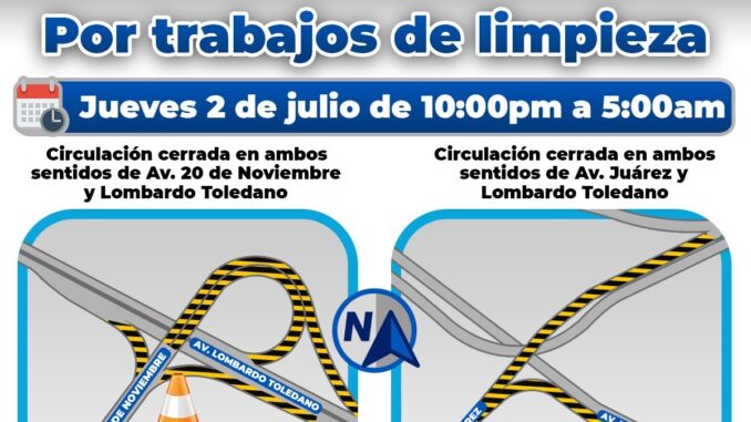¡Precaución! Cerrará circulación en incorporación a Lombardo Toledano por trabajos de limpieza
