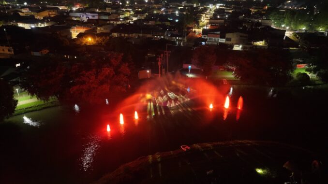 Inauguran las Fuentes Multimedia en el Lago Las Garzas del Pueblo Mágico de Guachochi