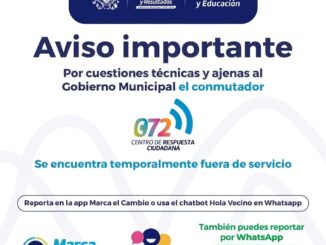 Servicio del conmutador 072 se encuentra temporalmente suspendido por falla la red eléctrica de la CFE